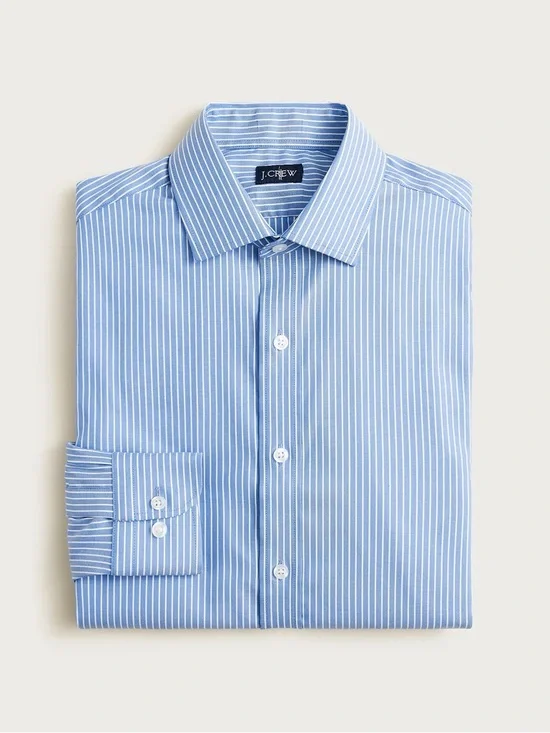 J. CREW Bowery performance stretch Jim stripe blue dress shirt Size L $98 CA351 - Picture 3 of 8